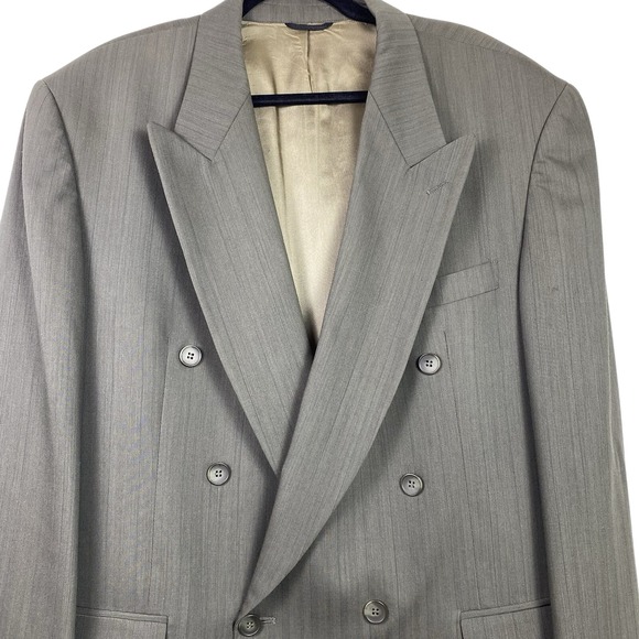 Vtg Nino Cerruti 44R Blazer Gray Tweed Double Breasted Jacket Sport Coat USA - Picture 1 of 10